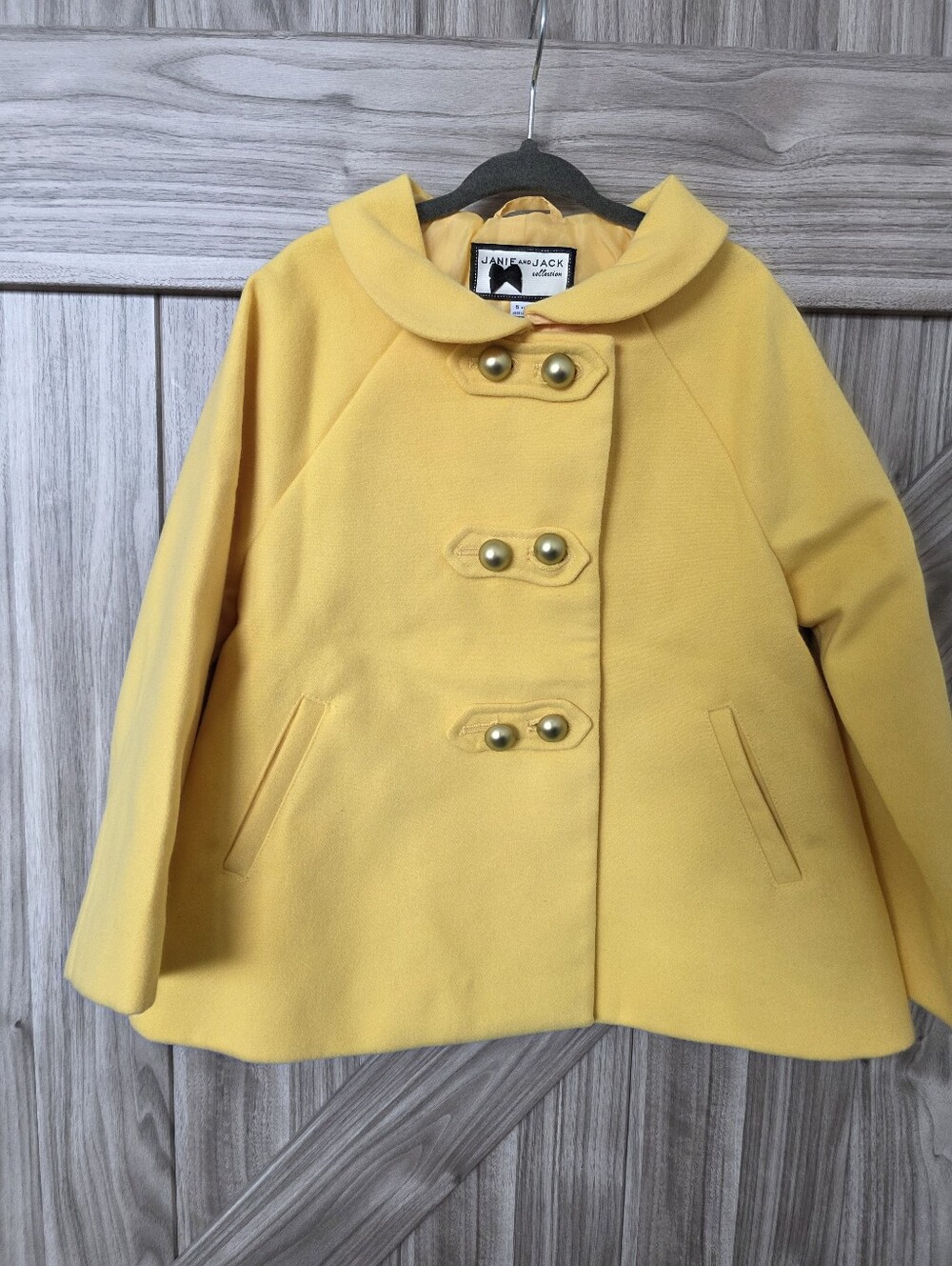 Janie and Jack Girls' Yellow Wool Blend Coat